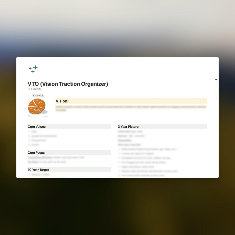 "Traction" Organizer for nonprofit